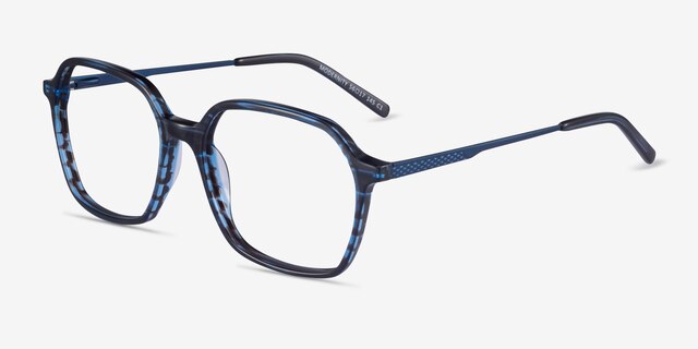Modernity Striped Blue AcetateEyeglass Frames from EyeBuyDirect, Angle View