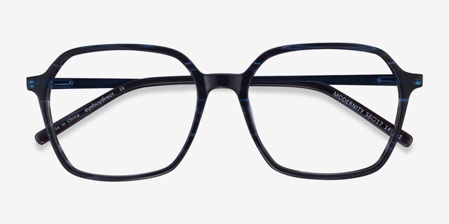 Modernity Striped Blue AcetateEyeglass Frames from EyeBuyDirect, Closed View