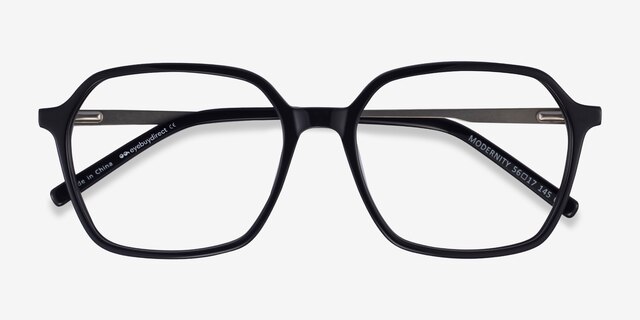 Modernity Black Silver AcetateEyeglass Frames from EyeBuyDirect, Closed View