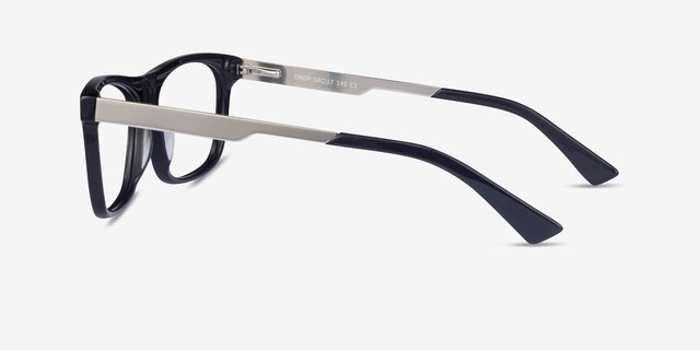 Drop Dark Navy Silver AcétateMontures de lunettes de vue d'EyeBuyDirect, Vue de Côté