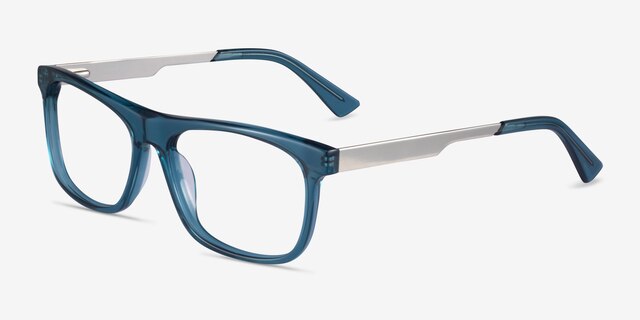 Drop Green  Silver AcetateEyeglass Frames from EyeBuyDirect, Angle View