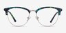 Sophisticated Blue Floral & Silver Acetate-metalEyeglass Frames from EyeBuyDirect, Front View