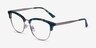 Sophisticated Blue Floral & Silver Acetate-metalEyeglass Frames from EyeBuyDirect, Angle View