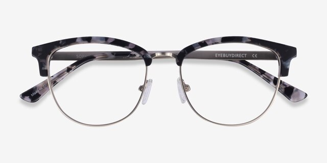 Sophisticated Ivory Tortoise & Silver Acetate-metalEyeglass Frames from EyeBuyDirect, Closed View
