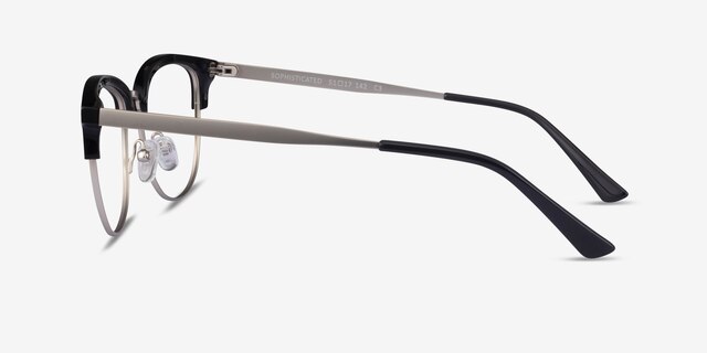 Sophisticated Black & Silver Acetate-metalEyeglass Frames from EyeBuyDirect, Side View
