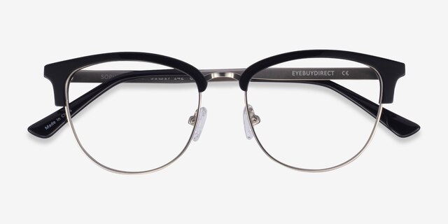 Sophisticated Black & Silver Acetate-metalEyeglass Frames from EyeBuyDirect, Closed View