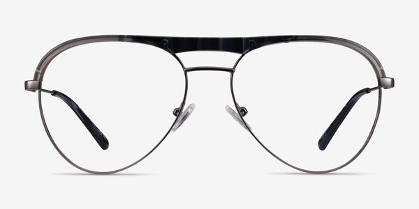 Mission Blue Striped & Gunmetal Acetate-metal Eyeglass Frames