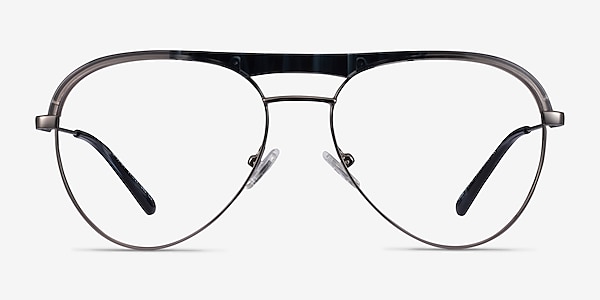 Mission Blue Striped & Gunmetal Acetate-metal Montures de lunettes de vue