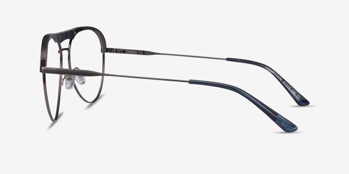Mission Blue Striped & Gunmetal Acetate-metal Montures de lunettes de vue d'EyeBuyDirect