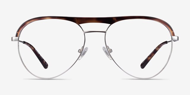 Mission Tortoise & Silver Acetate-metalEyeglass Frames from EyeBuyDirect, Front View