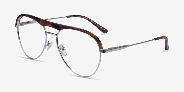 Mission Tortoise & Silver Acetate-metalEyeglass Frames from EyeBuyDirect, Angle View