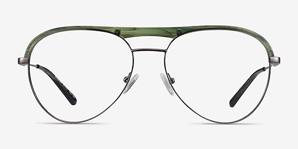 Mission Green Striped & Gunmetal Acetate-metal Eyeglass Frames