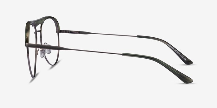 Mission Green Striped & Gunmetal Acetate-metal Montures de lunettes de vue d'EyeBuyDirect