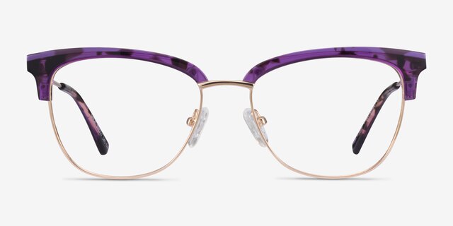 Gala Purple & Gold Acetate-metalEyeglass Frames from EyeBuyDirect, Front View