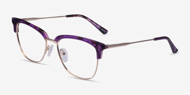 Gala Purple & Gold Acetate-metalEyeglass Frames from EyeBuyDirect, Angle View