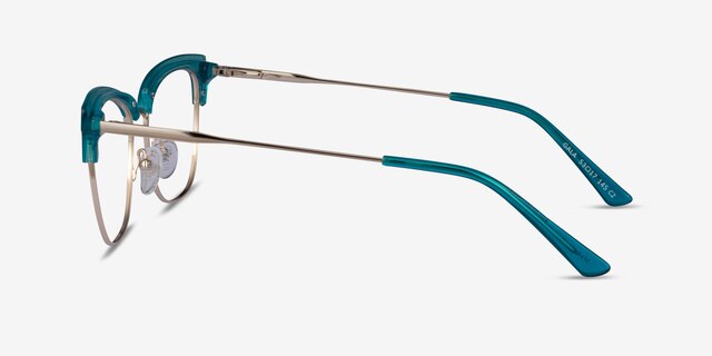 Gala Aqua & Gold Acetate-metalEyeglass Frames from EyeBuyDirect, Side View