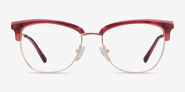 Gala Raspberry & Gold Acetate-metalEyeglass Frames from EyeBuyDirect, Front View