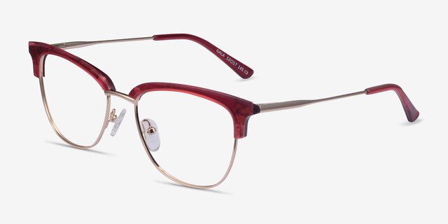 Gala Raspberry & Gold Acetate-metalEyeglass Frames from EyeBuyDirect, Angle View