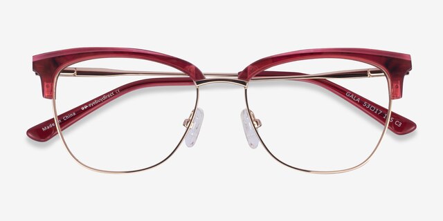 Gala Raspberry & Gold Acetate-metalEyeglass Frames from EyeBuyDirect, Closed View