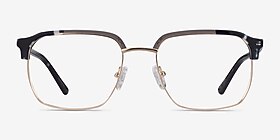 Break Gray Striped & Gold Acetate-metal Montures de lunettes de vue d'EyeBuyDirect, Vue de Face