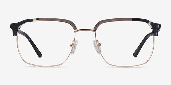 Break Gray Striped & Gold Acetate-metal Montures de lunettes de vue