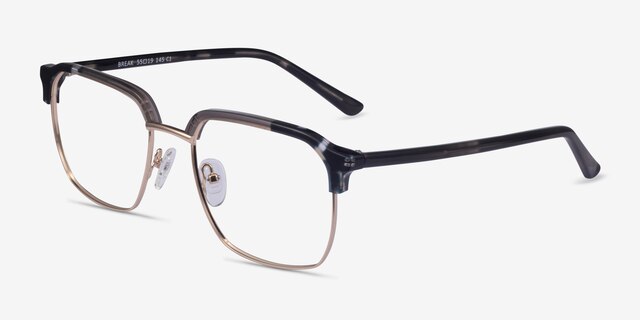 Break Gray Striped & Gold Acetate-metalEyeglass Frames from EyeBuyDirect, Angle View