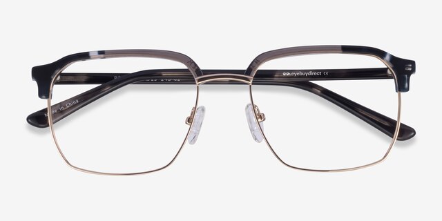 Break Gray Striped & Gold Acetate-metalEyeglass Frames from EyeBuyDirect, Closed View