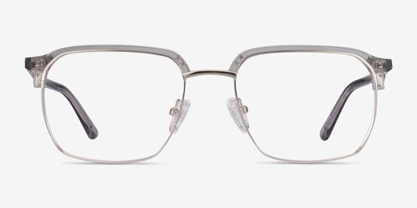 Break Clear Gray & Silver Acetate-metal Montures de lunettes de vue