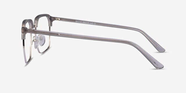 Break Clear Gray & Silver Acetate-metalEyeglass Frames from EyeBuyDirect, Side View
