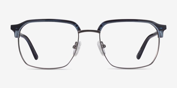 Break Blue Striped & Gunmetal Acetate-metal Montures de lunettes de vue