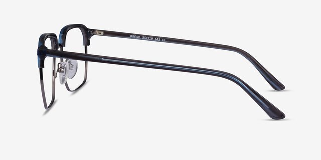 Break Blue Striped & Gunmetal Acetate-metalEyeglass Frames from EyeBuyDirect, Side View