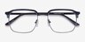 Break Blue Striped & Gunmetal Acetate-metalEyeglass Frames from EyeBuyDirect, Closed View