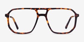 Iconic Tortoise & Silver Acetate-metal Montures de lunettes de vue d'EyeBuyDirect, Vue de Face