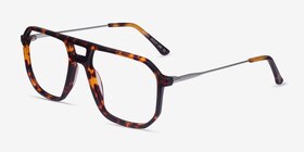 Iconic Tortoise & Silver Acetate-metal Montures de lunettes de vue d'EyeBuyDirect, Vue d'Angle