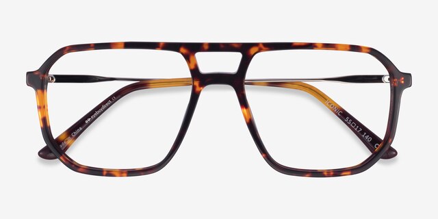 Iconic Tortoise & Silver Acetate-metalEyeglass Frames from EyeBuyDirect, Closed View