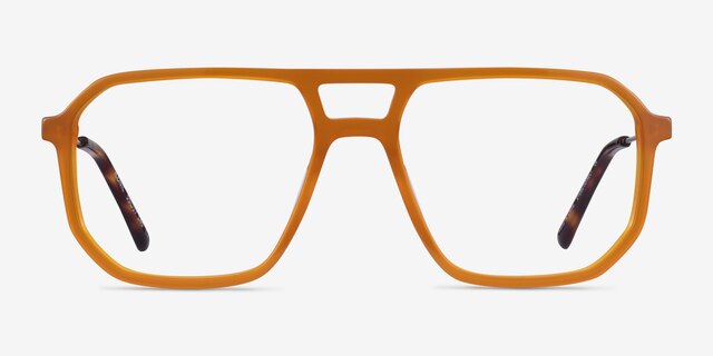 Iconic Mellow Yellow & Silver Acetate-metalEyeglass Frames from EyeBuyDirect, Front View