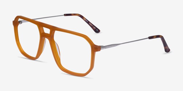 Iconic Mellow Yellow & Silver Acetate-metalEyeglass Frames from EyeBuyDirect, Angle View