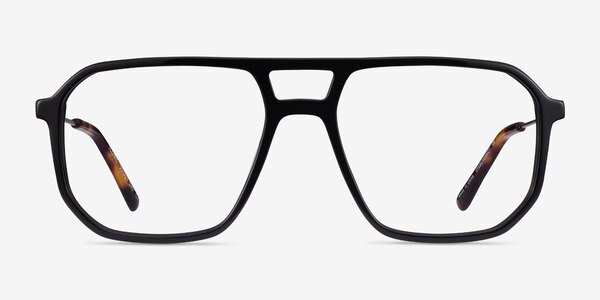 Iconic Black & Silver Acetate-metal Montures de lunettes de vue