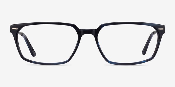 Fusion Blue Striped Silver Acétate Montures de lunettes de vue