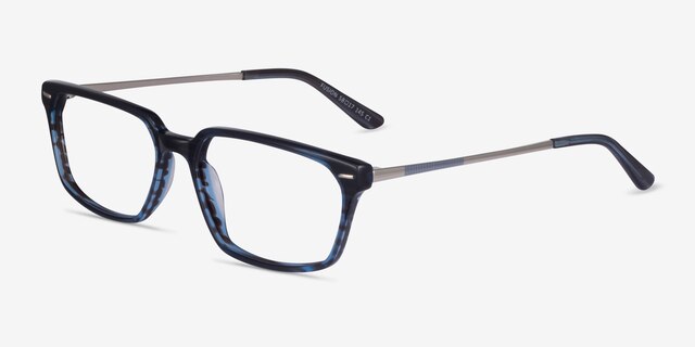 Fusion Blue Striped Silver AcetateEyeglass Frames from EyeBuyDirect, Angle View