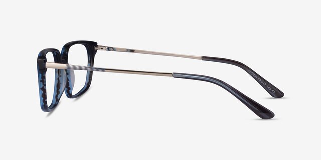 Fusion Blue Striped Silver AcetateEyeglass Frames from EyeBuyDirect, Side View