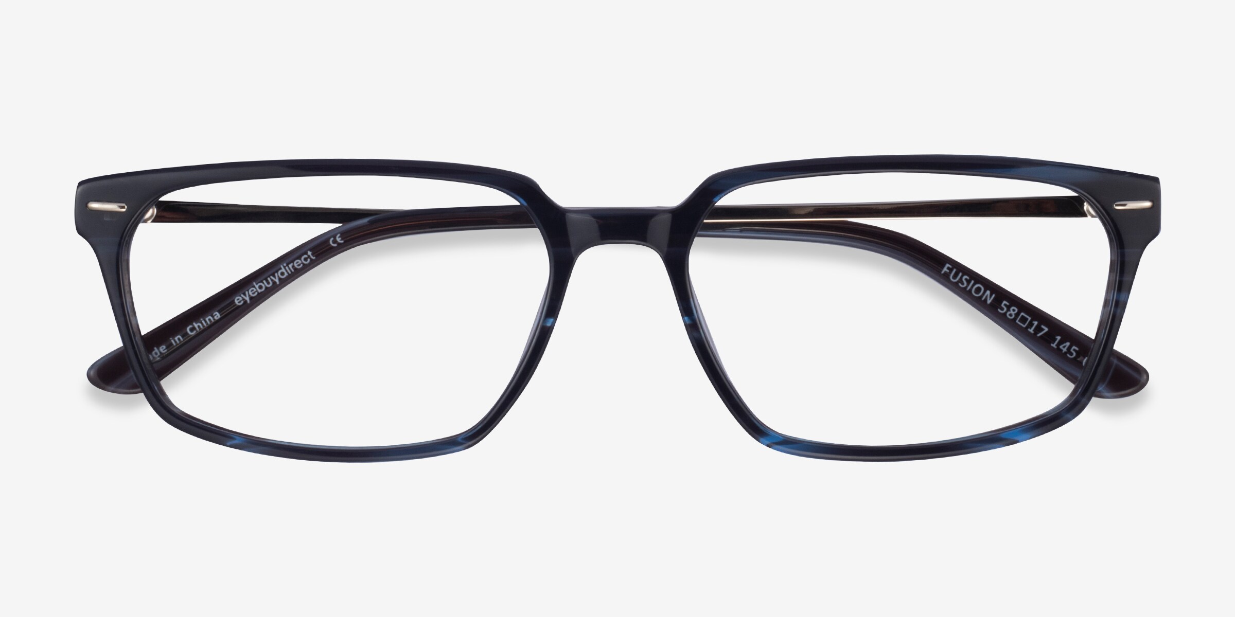 Lunettes De Vue EYEFUNC EF777 - Monture Métal Rectangulaire Bleue 54mm - Écologiques - Neuf Avec Étiquette