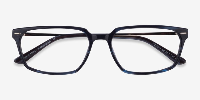 Fusion Blue Striped Silver AcetateEyeglass Frames from EyeBuyDirect, Closed View