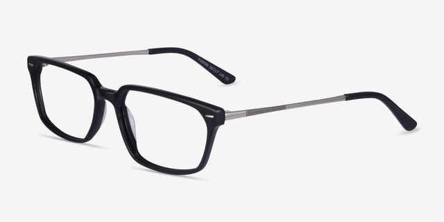 Fusion Black Silver AcetateEyeglass Frames from EyeBuyDirect, Angle View