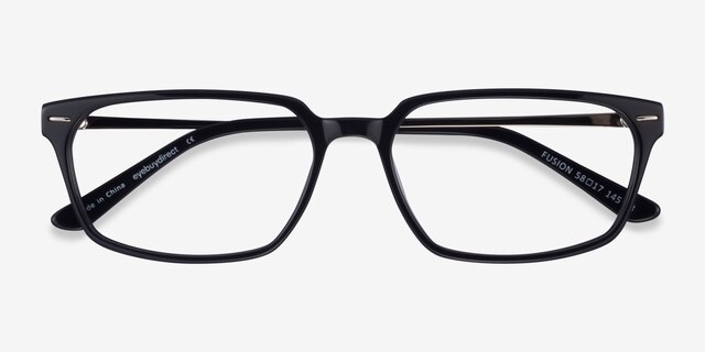 Fusion Black Silver AcetateEyeglass Frames from EyeBuyDirect, Closed View
