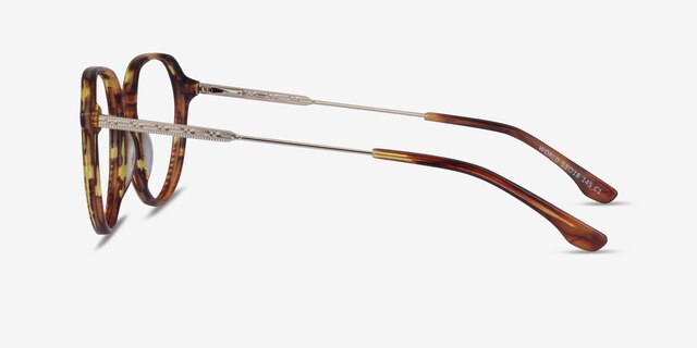 World Brown Striped Light Gold AcetateEyeglass Frames from EyeBuyDirect, Side View