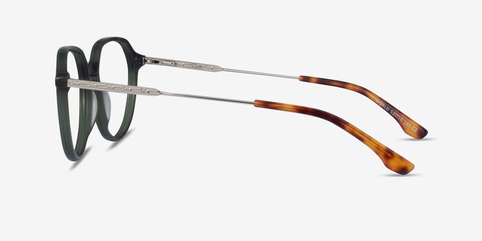 World Dark Green Silver Acetate Eyeglass Frames from EyeBuyDirect