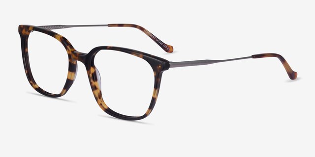 Confident Tortoise Silver AcetateEyeglass Frames from EyeBuyDirect, Angle View