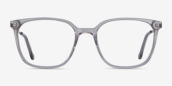 Confident Clear Gray Silver Acetate Eyeglass Frames