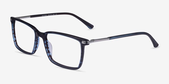 Button Striped Blue AcétateMontures de lunettes de vue d'EyeBuyDirect, Vue d'Angle